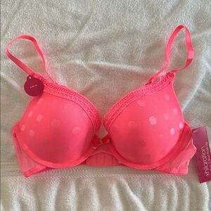 Xhilaration Pink Bra with Lace Trim and Adjustable Straps